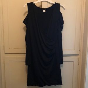 Black Venus mini dress with peekaboo shoulders